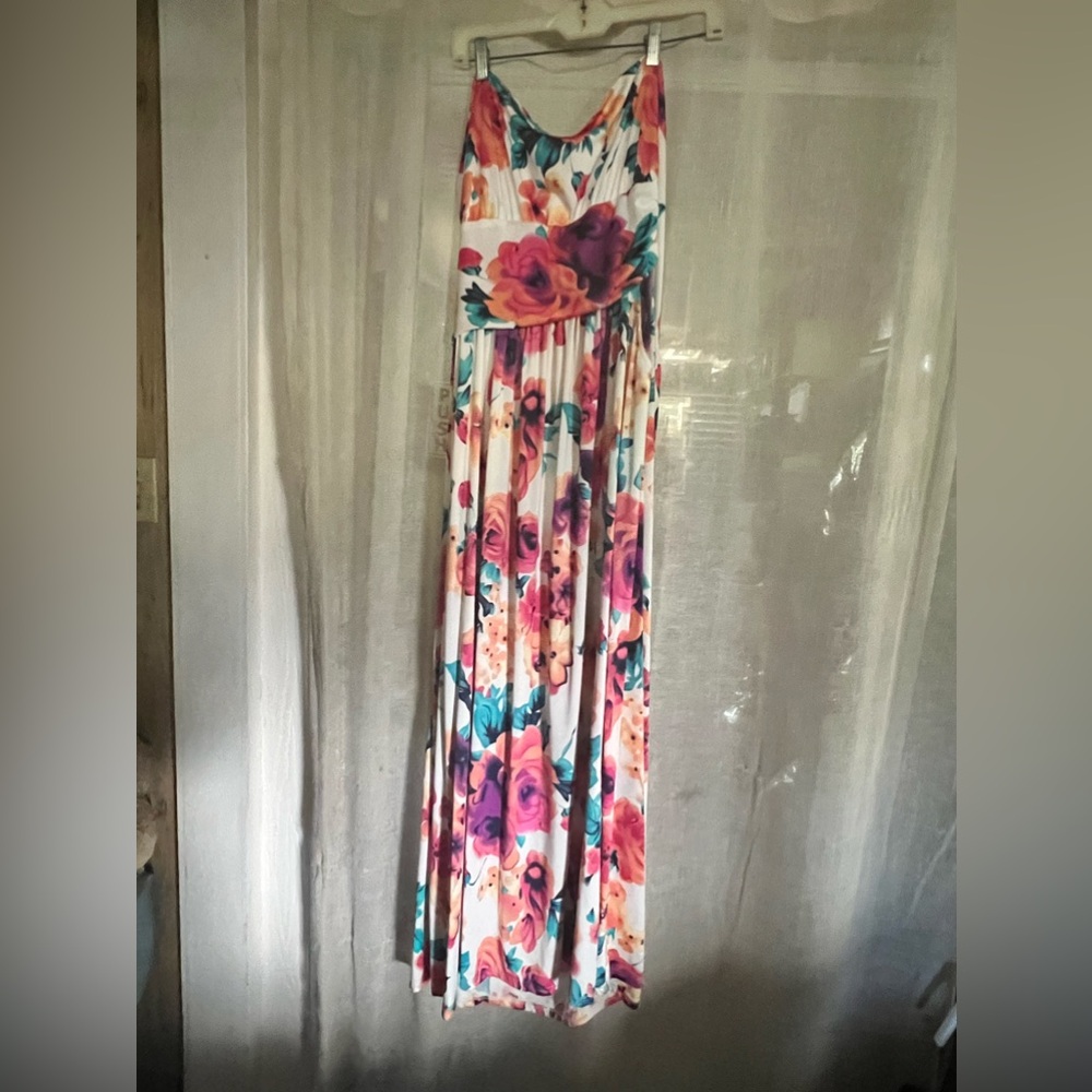 Floral maxi dress 2x strapless